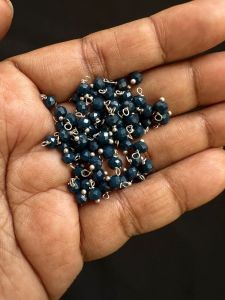Crystal Loreals, 4mm, Opaque, Silver Finish,Navy Blue, Pack of 100 pieces 