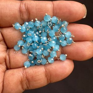 Crystal Loreals, 4mm, Opaque, Silver Finish,Deep Green, Pack of 100 pieces 