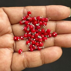 Crystal Loreals, 4mm, Opaque, Silver Finish,Deep Green, Pack of 100 pieces 