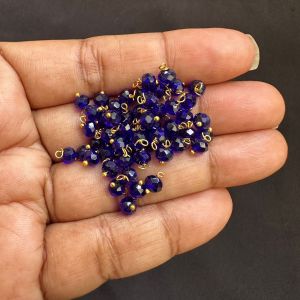 Crystal Loreals, 4mm, Opaque, Gold Finish,Parrot Green, Pack of 100 pieces 