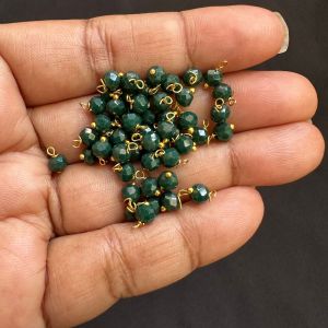 Crystal Loreals, 4mm, Opaque, Gold Finish,Parrot Green, Pack of 100 pieces 