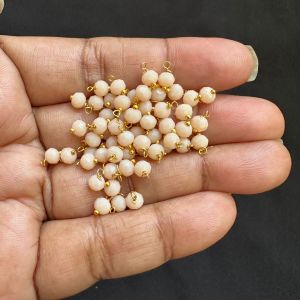 Crystal Loreals, 4mm, Opaque, Gold Finish,Parrot Green, Pack of 100 pieces 