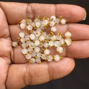 Crystal Loreals, 4mm, Opaque, Gold Finish,Parrot Green, Pack of 100 pieces 