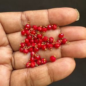Crystal Loreals, 4mm, Opaque, Gold Finish,Parrot Green, Pack of 100 pieces