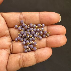 Crystal Loreals, 4mm, Opaque, Gold Finish,Parrot Green, Pack of 100 pieces 