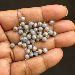 Crystal Loreals, 4mm, Opaque, Gold Finish,Parrot Green, Pack of 100 pieces 