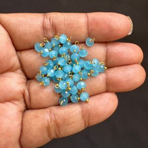Crystal Loreals, 4mm, Opaque, Gold Finish,Parrot Green, Pack of 100 pieces 