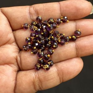 Crystal Loreals, 4mm, Translucent, Gold Finish,Green, Pack of 100 pieces 