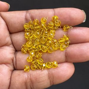 Crystal Loreals, 4mm, Translucent, Gold Finish,Green, Pack of 100 pieces 