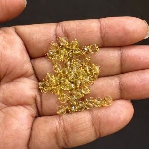 Crystal Loreals, 4mm, Translucent, Gold Finish,Light Honey Brown, Pack of 100 pieces 