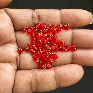Crystal Loreals, 4mm, Translucent, Gold Finish,Light Honey Brown, Pack of 100 pieces 