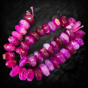 Natural Agate Rondelle/Disc Shape -Pink