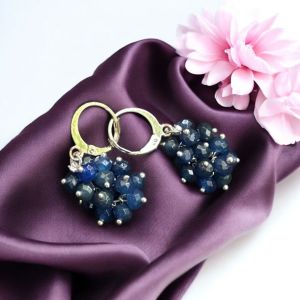 Agate Grape Earrings,Blue
