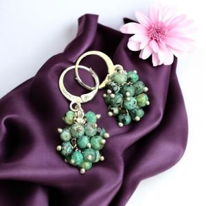 Agate Grape Earrings,Green