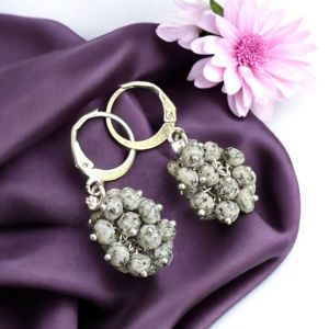 Agate Grape Earrings,White and Black