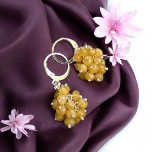 Agate Grape Earrings,Peach