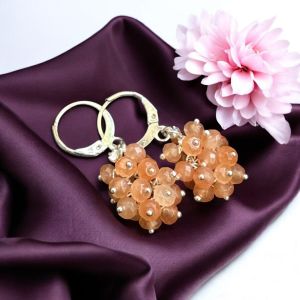 Agate Grape Earrings,Peach