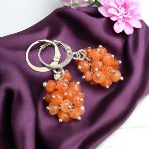 Agate Grape Earrings,Peach