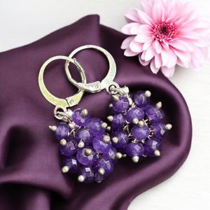 Agate Grape Earrings,Peach