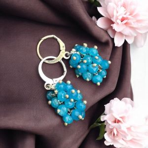 Agate Grape Earrings,Light Blue