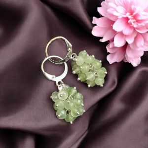 Agate Grape Earrings,Light Green