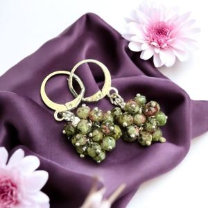 Agate Grape Earrings,Light Green