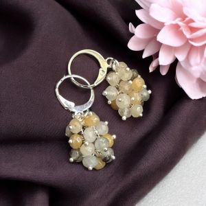 Agate Grape Earrings,Light Green