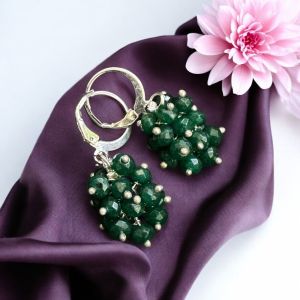 Agate Grape Earrings,Dark Green