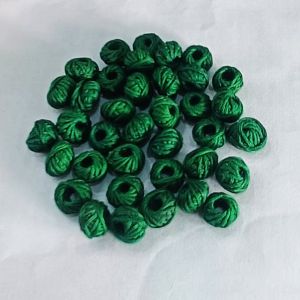 Cotton Thread Beads - Dark Green, Pack Of 25Pcs