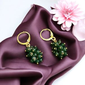 Agate Grape Earrings,Dark Green