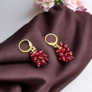 Agate Grape Earrings,Dark Green