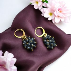 Agate Grape Earrings,Dark Green