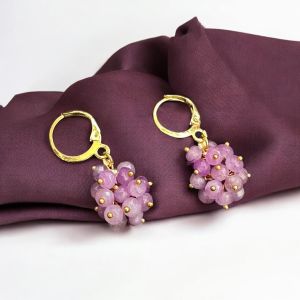 Agate Grape Earrings, Gold Finish