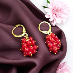 Agate Grape Earrings,Dark Green