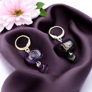 Onyx earring , Amethyst