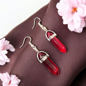 Pencil earrings, glass,Red