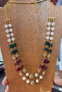 Two layer Pearls and quartz necklace