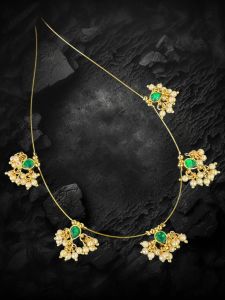 Invisible jadau necklace,Green Drop with Loreals