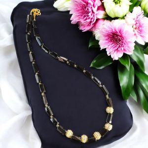Gemstone onyx necklace with zircon beads
