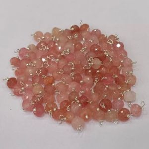 Agate Rondelle Loreals, 4x2mm, Silver Finish, (Peachish Pink), Pack Of 50 Pcs