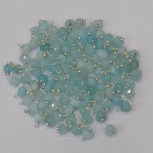 Agate Rondelle Loreals, 4x2mm, Silver Finish, (Light Blue), Pack Of 50 Pcs
