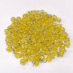 Agate Rondelle Loreals, 4x2mm, Silver Finish, (Yellow), Pack Of 50 Pcs