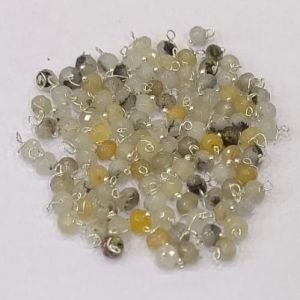 Agate Rondelle Loreals, 4x2mm, Silver Finish, (White), Pack Of 50 Pcs