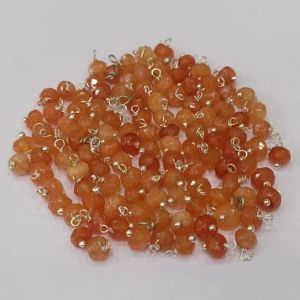 Agate Rondelle Loreals, 4x2mm, Silver Finish, (Orange), Pack Of 50 Pcs