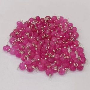Agate Rondelle Loreals, 4x2mm, Silver Finish, (Pink), Pack Of 50 Pcs