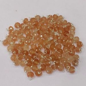 Agate Rondelle Loreals, 4x2mm, Silver Finish, (Light orange), Pack Of 50 Pcs