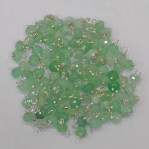 Agate Rondelle Loreals, 4x2mm, Silver Finish, (Sea Green), Pack Of 50 Pcs