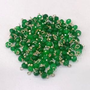 Agate Rondelle Loreals, 4x2mm, Silver Finish, (Dark Green), Pack Of 50 Pcs