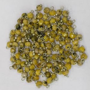 Agate Rondelle Loreals, 4x2mm, Silver Finish, (Mustard Yellow), Pack Of 50 Pcs