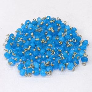 Agate Rondelle Loreals, 4x2mm, Silver Finish, (Sky Blue), Pack Of 50 Pcs